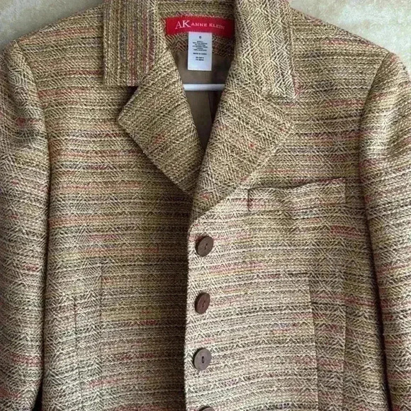 Anne Klein Tweed Blazer Jacket Size 8 Brown Multicolor Fall Workwear Office - Picture 2 of 14